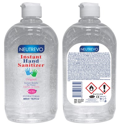 NEUTREVO INSTANT HAND SANITIZER 500ML LABEL